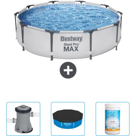 Piscine Bestway Ronde Steel Pro MAX - 305 x 76 cm - Grise - Incluse Accessoire CB39 (1/4)