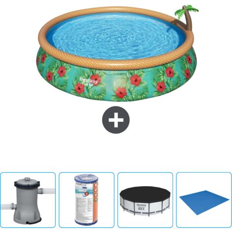 Piscine gonflable ronde Bestway à réglage rapide - Paradise Print - 457 x 84 cm - Comprend des Accessoires CB52 (1/4)