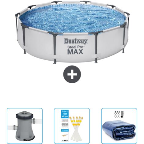 Piscine Bestway Ronde Steel Pro MAX - 305 x 76 cm - Grise - Incluse Accessoire CB38 (1/4)