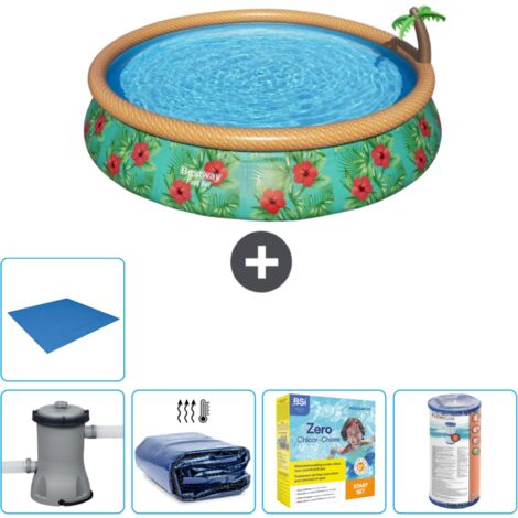 Piscine gonflable ronde Bestway à réglage rapide - Paradise Print - 457 x 84 cm - Comprend des Accessoires CB16 (1/5)