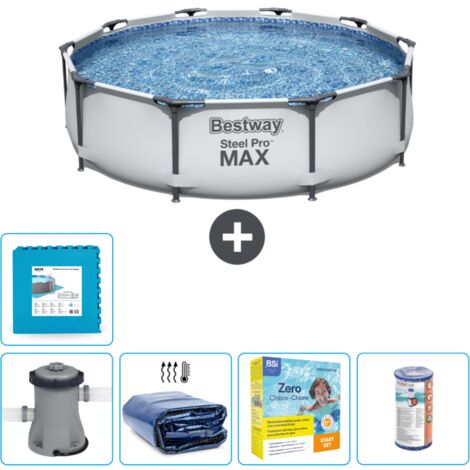 Piscine Bestway Ronde Steel Pro MAX - 305 x 76 cm - Grise -  Comprend des Accessoires CB17 (1/5)