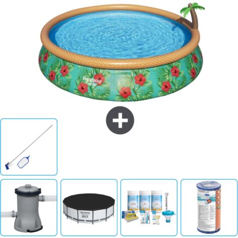 Piscine gonflable ronde Bestway à réglage rapide - Paradise Print - 457 x 84 cm - Comprend des Accessoires CB15 (1/5)