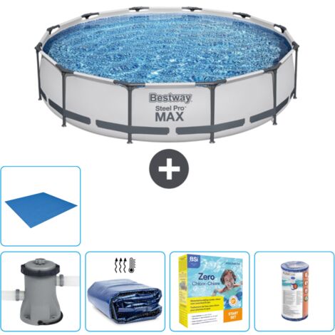 Piscine Bestway Ronde Steel Pro MAX - 366 x 76 cm - Grise -  Comprend des Accessoires CB16 (1/5)