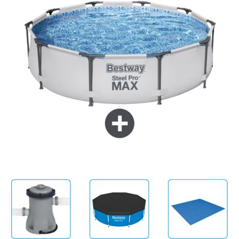 Piscine Bestway Ronde Steel Pro MAX - 305 x 76 cm - Grise - Incluse Accessoire CB40 (1/4)