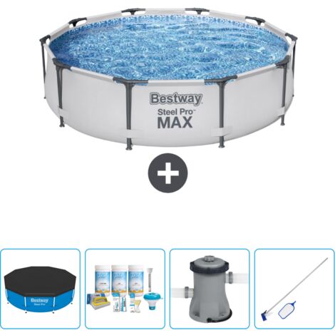 Piscine Bestway Ronde Steel Pro MAX - 305 x 76 cm - Grise - Incluse Accessoire CB5 (1/5)