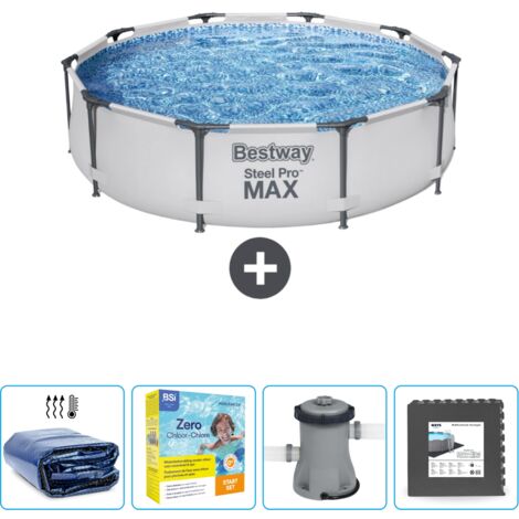 Piscine Bestway Ronde Steel Pro MAX - 305 x 76 cm - Grise - Incluse Accessoire CB8 (1/5)