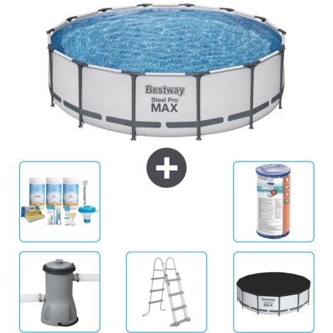 Piscine Bestway ronde Steel Pro MAX - 427 x 107 cm - Grise - Comprend des Accessoires CB29 (1/3)