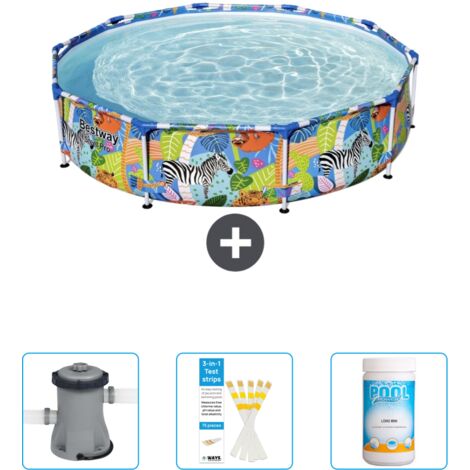 Piscine Bestway Ronde Steel Pro - 305 x 66 cm - Imprimé Jungle - Incluse Accessoire CB37 (1/4)