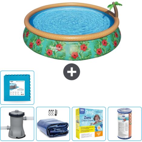 Piscine gonflable ronde Bestway à réglage rapide - Paradise Print - 457 x 84 cm - Comprend des Accessoires CB17 (1/5)