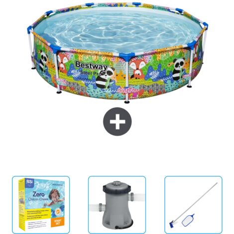 Piscine Bestway Ronde Steel Pro - 274 x 66 cm - Imprimé Animal - Incluse Accessoire CB10 (1/4)