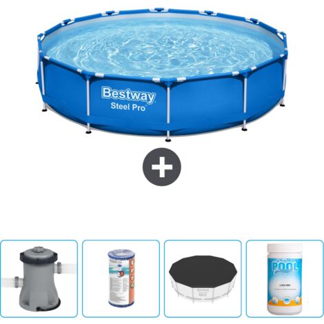 Piscine Bestway Ronde Steel Pro - 366 x 76 cm - Bleue - Comprend des Accessoires CB51 (1/4)