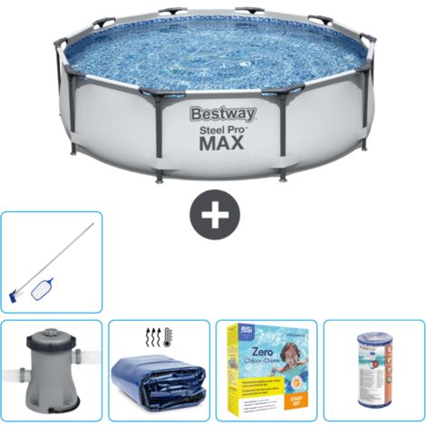 Piscine Bestway Ronde Steel Pro MAX - 305 x 76 cm - Grise - Comprend des Accessoires CB20 (1/5)