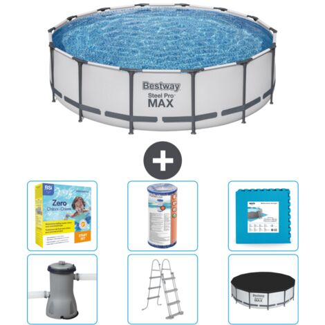 Piscine Bestway ronde Steel Pro MAX - 427 x 107 cm - Grise - Comprend des Accessoires CB34 (1/4)