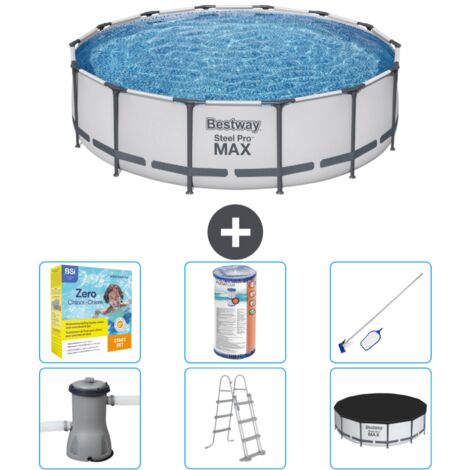 Piscine Bestway ronde Steel Pro MAX - 427 x 107 cm - Grise -  Comprend des Accessoires CB36 (1/4)