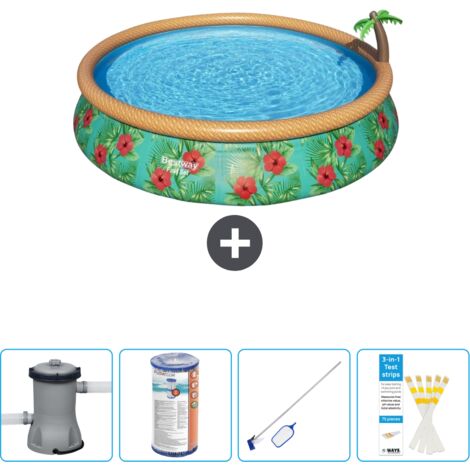 Piscine gonflable ronde Bestway à réglage rapide - Paradise Print - 457 x 84 cm - Comprend des Accessoires CB58 (1/4)