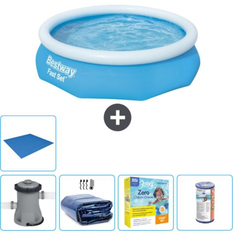 Piscine gonflable ronde Bestway à réglage rapide - 305 x 76 cm - Bleue - Comprend des Accessoires CB16 (1/5)