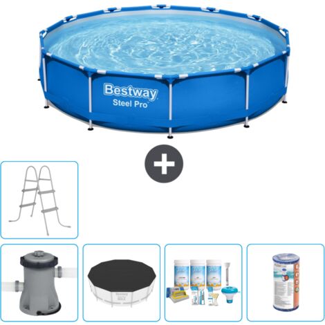 Piscine Bestway Ronde Steel Pro - 366 x 76 cm - Bleue - Comprend des Accessoires CB14 (1/5)