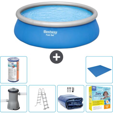 Piscine gonflable ronde Bestway à réglage rapide - 457 x 122 cm - Bleue - Comprend des Accessoires CB25 (1/5)