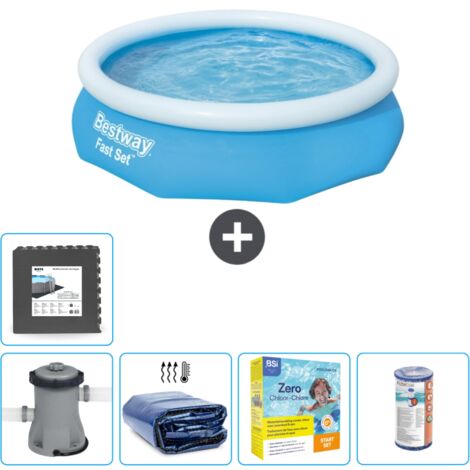 Piscine gonflable ronde Bestway à réglage rapide - 305 x 76 cm - Bleue - Comprend des Accessoires CB18 (1/5)