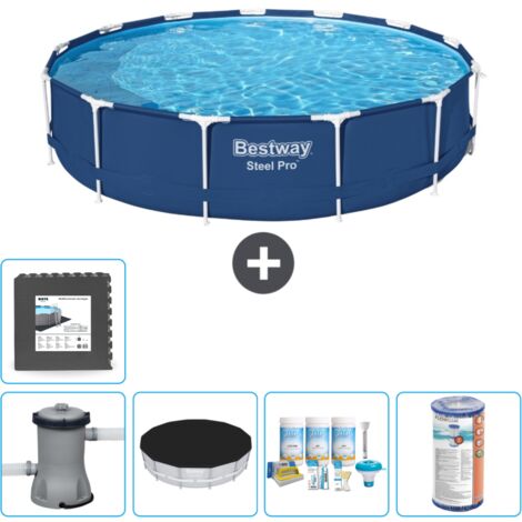 Piscine Bestway Ronde Steel Pro - 396 x 84 cm - Bleue - Comprend des Accessoires CB13 (1/5)