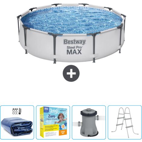 Piscine Bestway Ronde Steel Pro MAX - 305 x 76 cm - Grise - Incluse Accessoire CB9 (1/5)