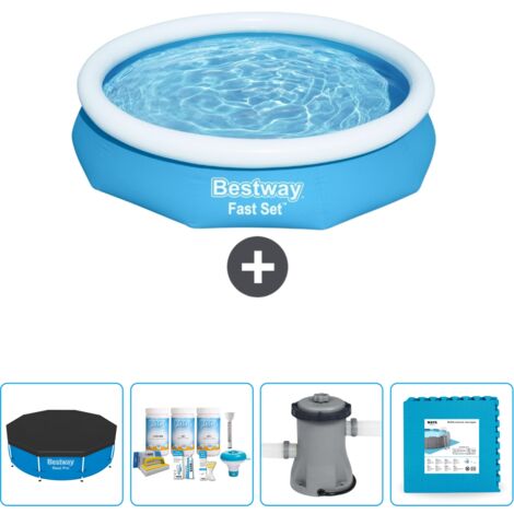 Piscine Gonflable Ronde Fast Set Bestway - 305 x 66 cm - Bleue - Incluse Accessoire CB2 (1/5)