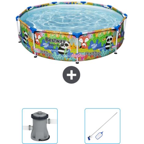 Piscine Bestway Ronde Steel Pro - 274 x 66 cm - Imprimé Animal - Incluse Accessoire CB42 (1/3)