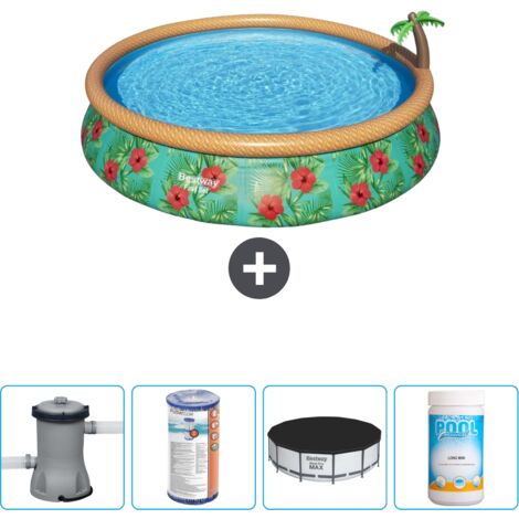 Piscine gonflable ronde Bestway à réglage rapide - Paradise Print - 457 x 84 cm - Comprend des Accessoires CB51 (1/4)