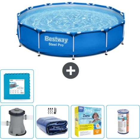 Piscine Bestway Ronde Steel Pro - 366 x 76 cm - Bleue - Comprend des Accessoires CB17 (1/5)
