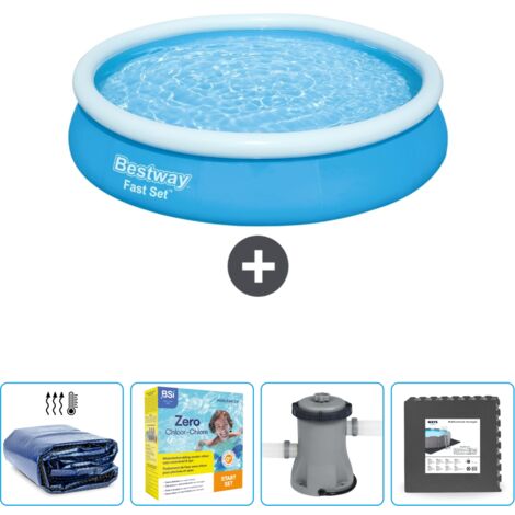 Piscine Gonflable Ronde Fast Set Bestway - 366 x 76 cm - Bleue - Incluse Accessoire CB8 (1/5)