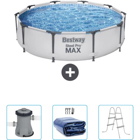 Piscine Bestway Ronde Steel Pro MAX - 305 x 76 cm - Grise - Incluse Accessoire CB47 (1/4)
