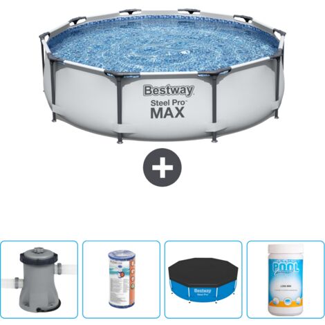 Piscine Bestway Ronde Steel Pro MAX - 305 x 76 cm - Grise -  Comprend des Accessoires CB51 (1/4)