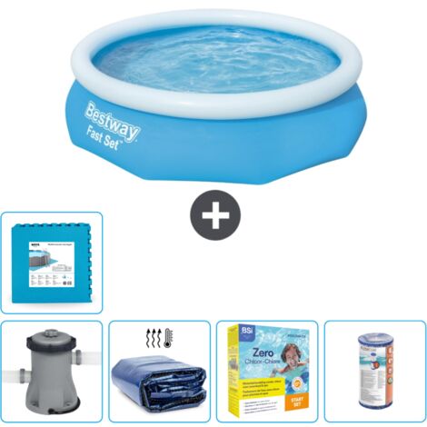 Piscine gonflable ronde Bestway à réglage rapide - 305 x 76 cm - Bleue - Comprend des Accessoires CB17 (1/5)