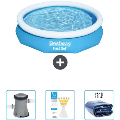Piscine Gonflable Ronde Fast Set Bestway - 305 x 66 cm - Bleue - Incluse Accessoire CB38 (1/4)