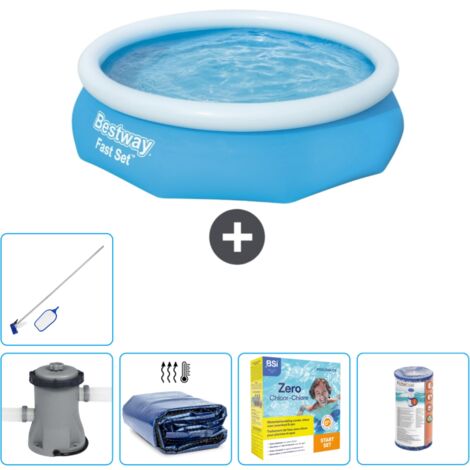 Piscine gonflable ronde Bestway à réglage rapide - 305 x 76 cm - Bleue - Comprend des Accessoires CB20 (1/5)