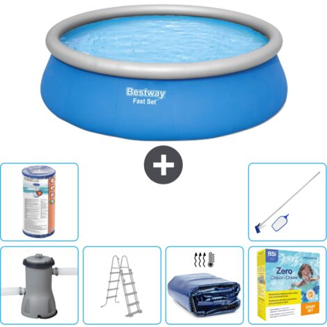 Piscine gonflable ronde Bestway à réglage rapide - 457 x 122 cm - Bleue - Comprend des Accessoires CB28 (1/5)