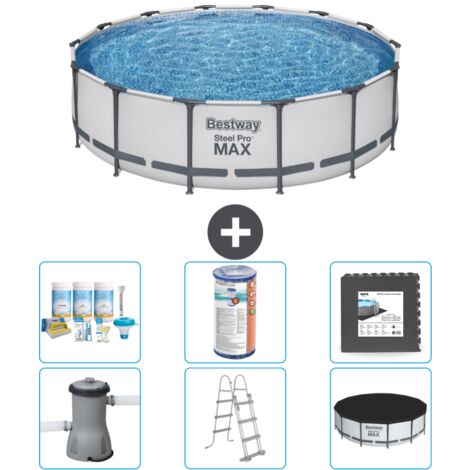 Piscine Bestway ronde Steel Pro MAX - 427 x 107 cm - Grise - Comprend des Accessoires CB31 (1/4)