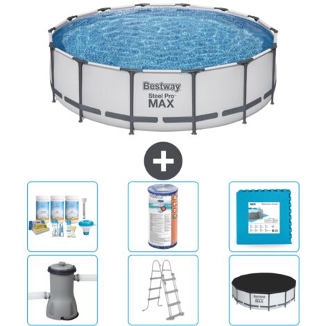 Piscine Bestway ronde Steel Pro MAX - 427 x 107 cm - Grise - Comprend des Accessoires CB30 (1/4)
