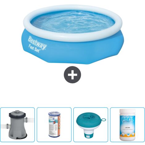 Piscine gonflable ronde Bestway à réglage rapide - 305 x 76 cm - Bleue - Comprend des Accessoires CB53 (1/4)