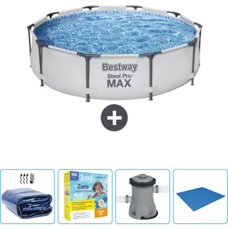 Piscine Bestway Ronde Steel Pro MAX - 305 x 76 cm - Grise - Incluse Accessoire CB6 (1/5)
