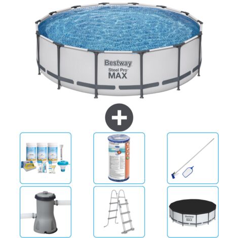 Piscine Bestway ronde Steel Pro MAX - 427 x 107 cm - Grise - Comprend des Accessoires CB32 (1/4)