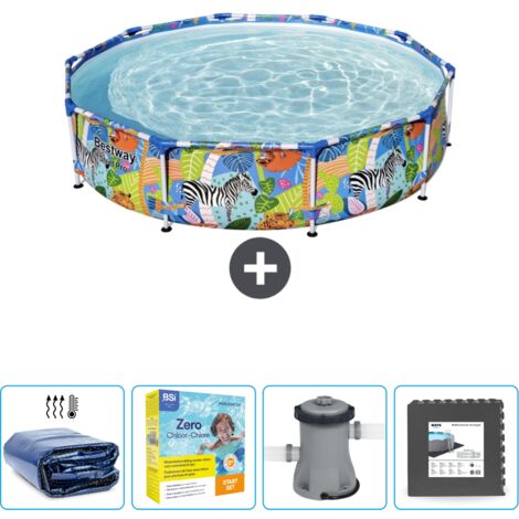 Piscine Bestway Ronde Steel Pro - 305 x 66 cm - Imprimé Jungle - Incluse Accessoire CB8 (1/5)