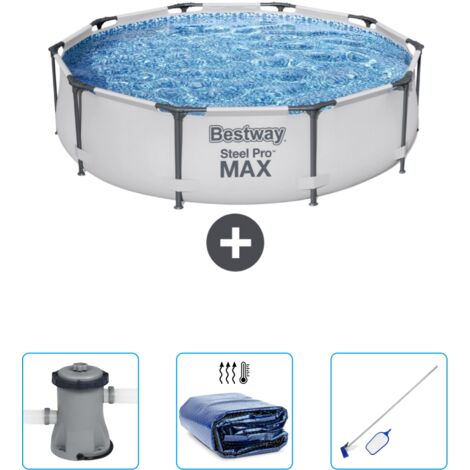 Piscine Bestway Ronde Steel Pro MAX - 305 x 76 cm - Grise - Incluse Accessoire CB42 (1/4)
