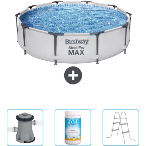 Piscine Bestway Ronde Steel Pro MAX - 305 x 76 cm - Grise - Incluse Accessoire CB48 (1/4)