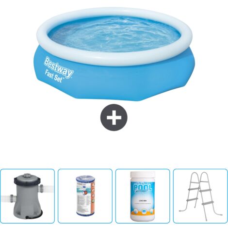 Piscine gonflable ronde Bestway à réglage rapide - 305 x 76 cm - Bleue - Comprend des Accessoires CB60 (1/4)