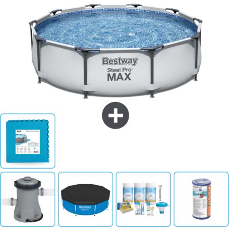 Piscine Bestway Ronde Steel Pro MAX - 305 x 76 cm - Grise - Comprend des Accessoires CB12 (1/5)