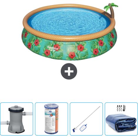 Piscine gonflable ronde Bestway à réglage rapide - Paradise Print - 457 x 84 cm - Comprend des Accessoires CB57 (1/4)