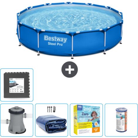 Piscine Bestway Ronde Steel Pro - 366 x 76 cm - Bleue - Comprend des Accessoires CB18 (1/5)