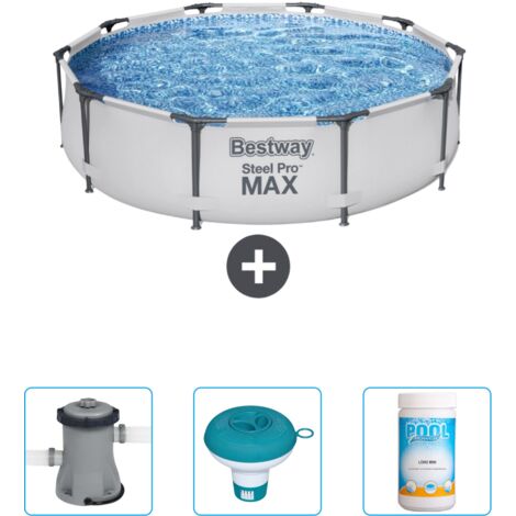 Piscine Bestway Ronde Steel Pro MAX - 305 x 76 cm - Grise - Incluse Accessoire CB41 (1/4)