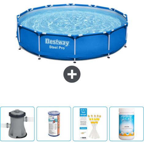 Piscine Bestway Ronde Steel Pro - 366 x 76 cm - Bleue - Comprend des Accessoires CB49 (1/4)